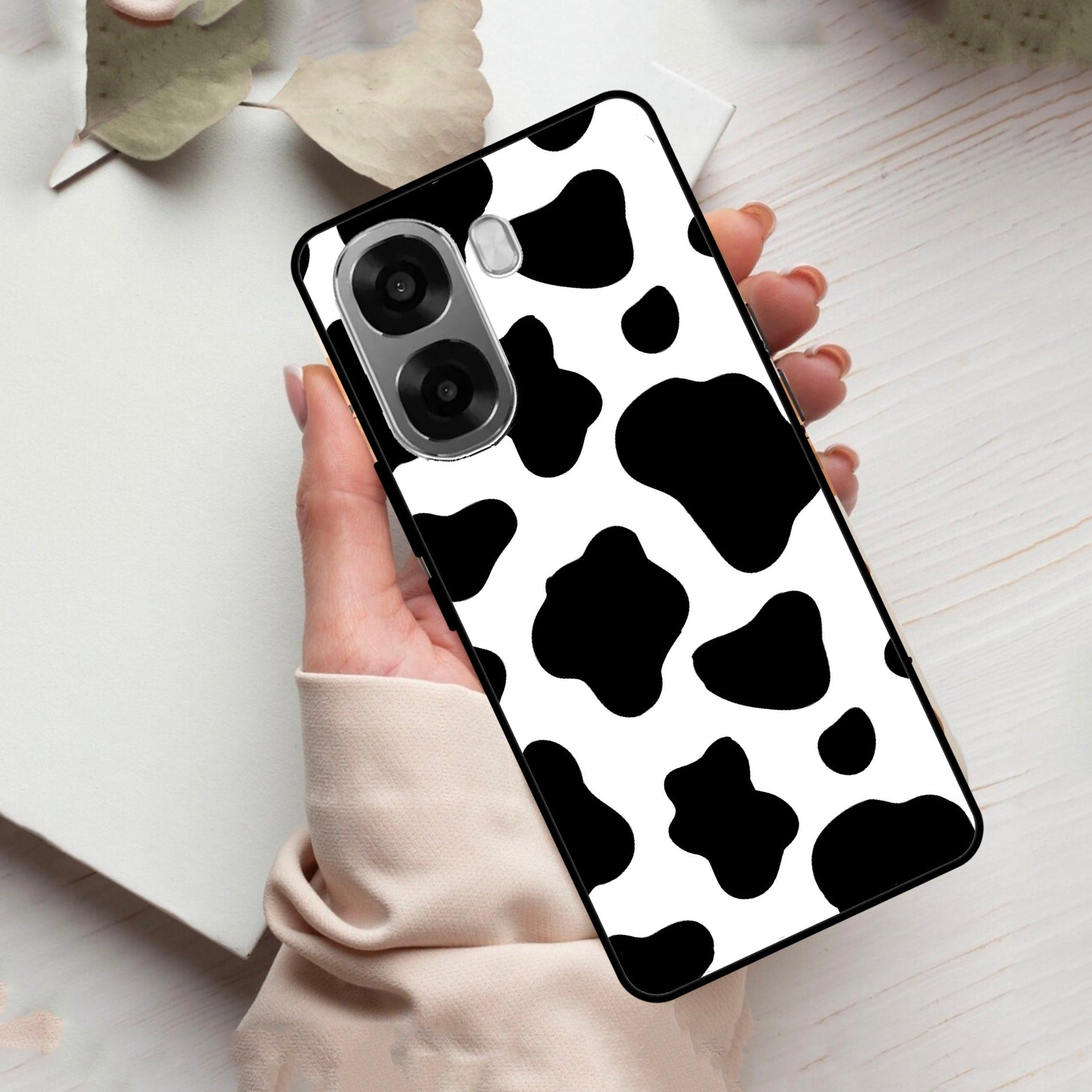 Cow Print Glass Phone Case And Cover For Oppo