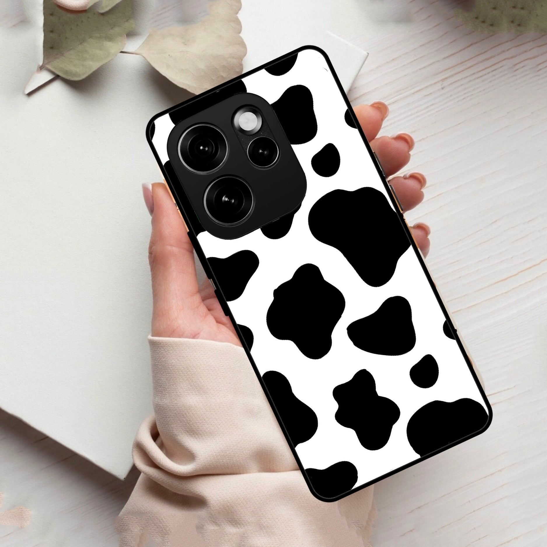 Cow Print Glass Phone Case And Cover For Oppo