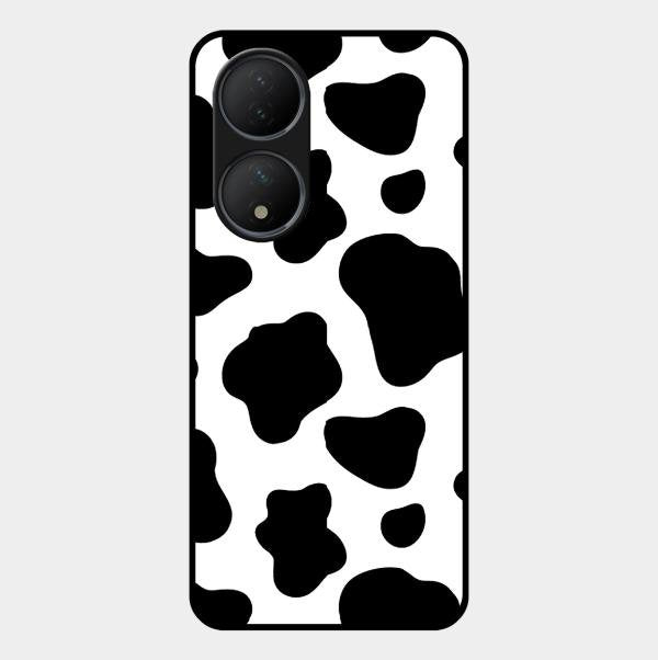 Cow Print Glass Phone Case And Cover For Vivo T2 5G