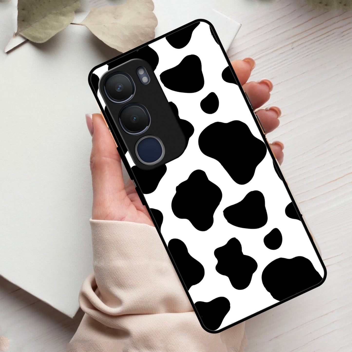 Cow Print Glass Phone Case And Cover For Vivo