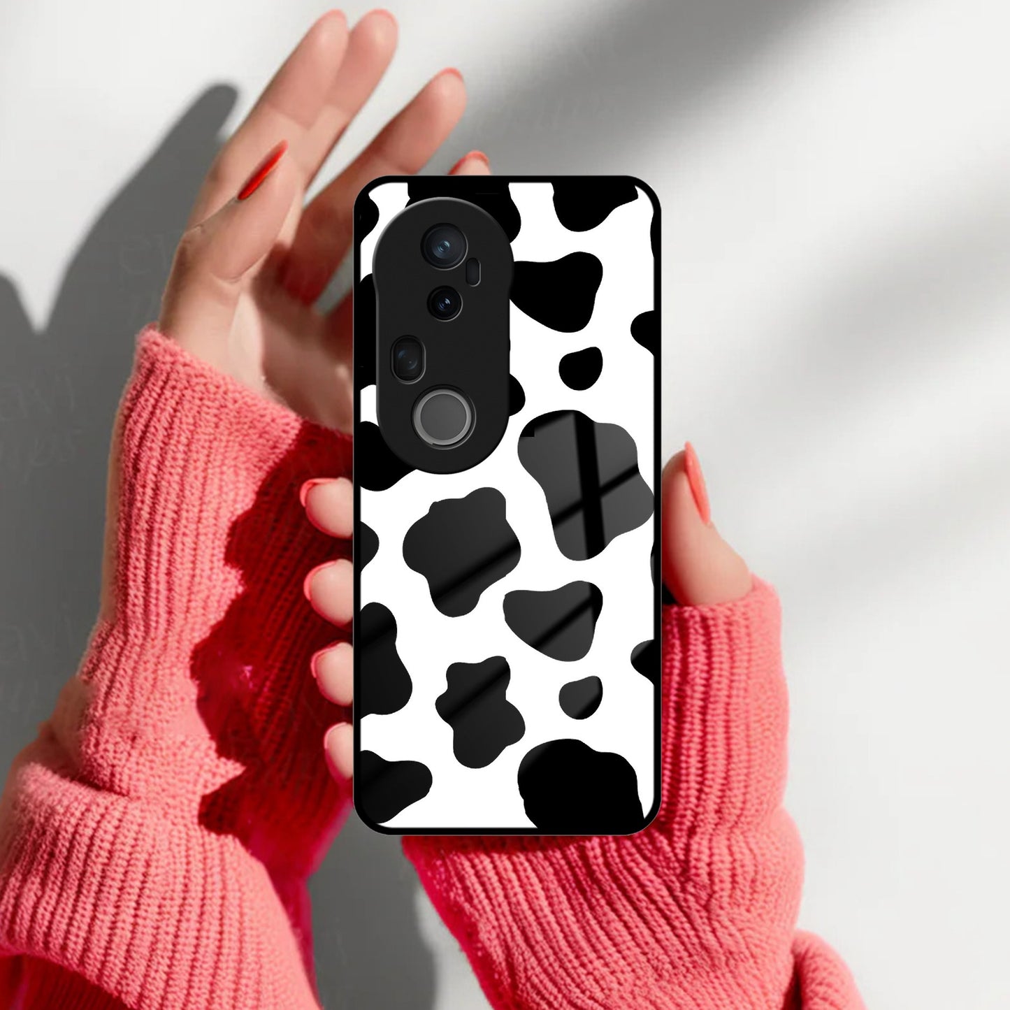 Cow Print Glass Phone Case And Cover For Vivo