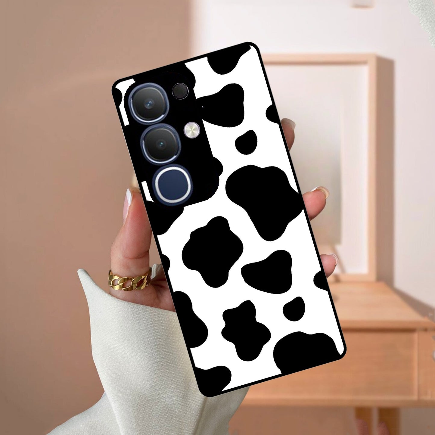 Cow Print Glass Phone Case And Cover For Vivo