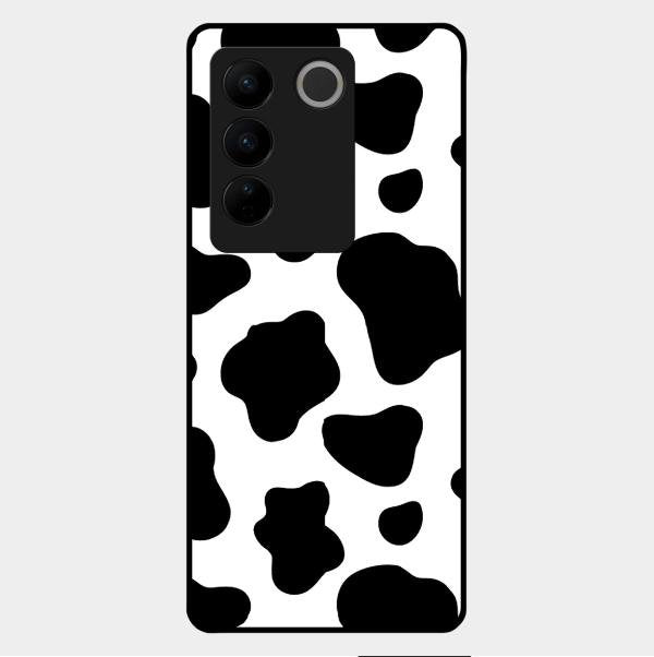 Cow Print Glass Phone Case And Cover For Vivo V27 Pro 5G
