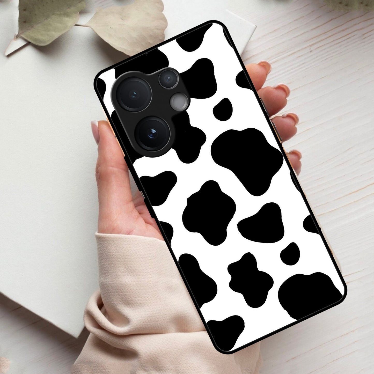 Cow Print Glass Phone Case And Cover For Vivo