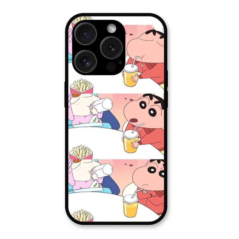 Crazy Cartoon Glass Case Cover For iPhone 15 Pro