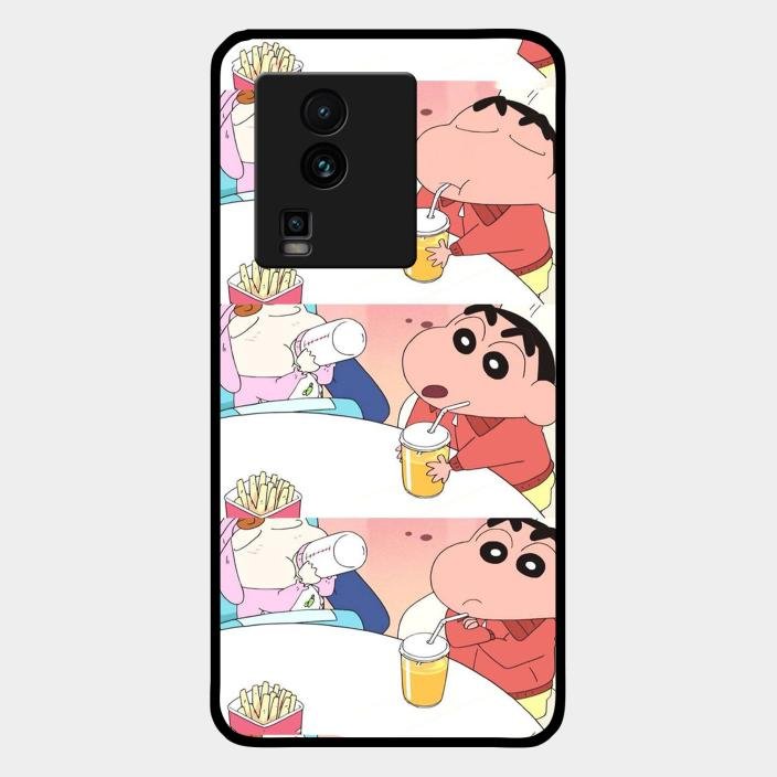 Crazy Cartoon Glass Case Cover For iQOO - ShopOnCliQ