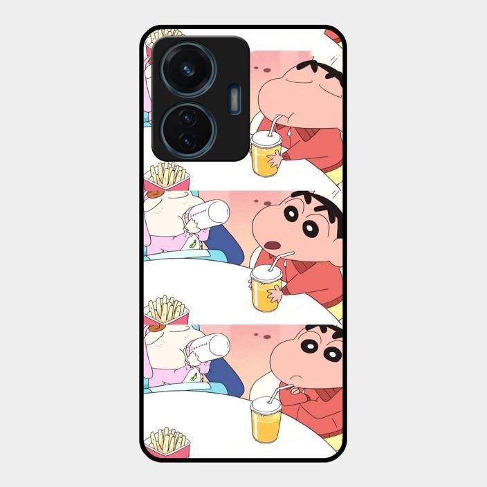 Crazy Cartoon Glass Case Cover For iQOO - ShopOnCliQ
