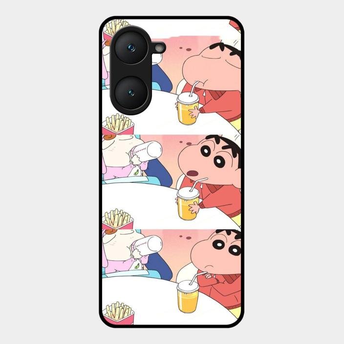 Crazy Cartoon Glass Case Cover For iQOO - ShopOnCliQ