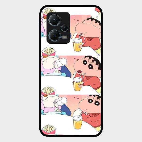 Crazy Cartoon Glass Case Cover For Redmi Note 12 5G