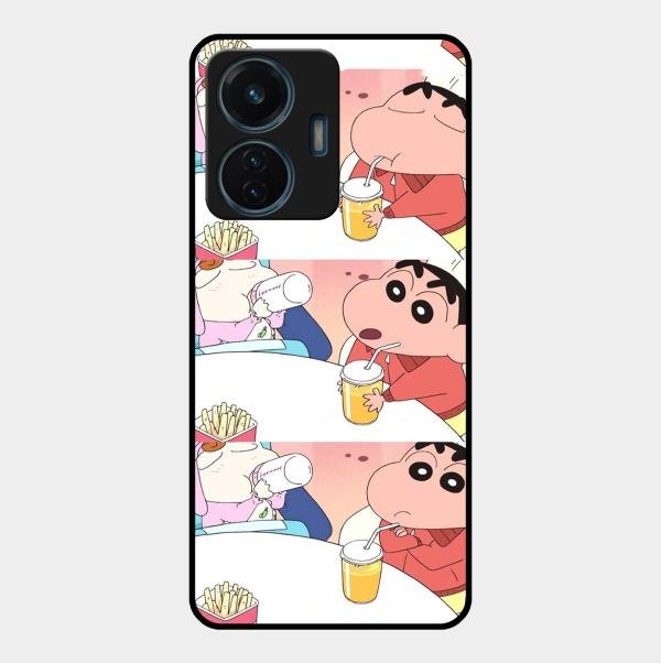 Crazy Cartoon Glass Case Cover For Vivo T1 44W 4G