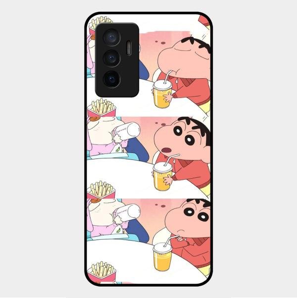 Crazy Cartoon Glass Case Cover For Vivo V23E 5G