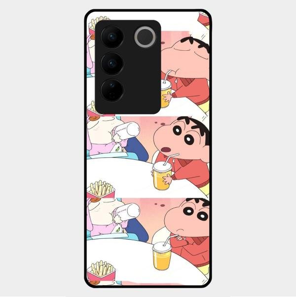 Crazy Cartoon Glass Case Cover For Vivo V27 5G