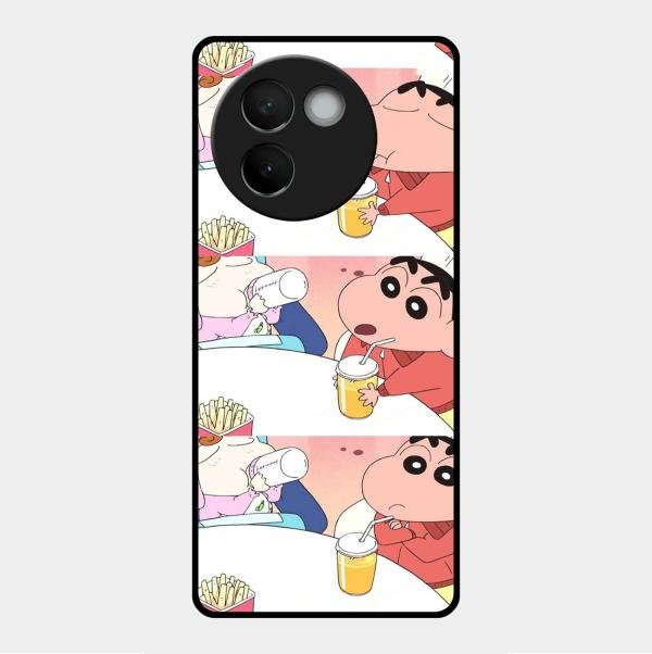 Crazy Cartoon Glass Case Cover For Vivo V30E 5G