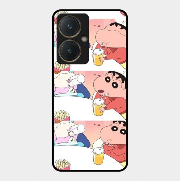 Crazy Cartoon Glass Case Cover For Vivo Y27