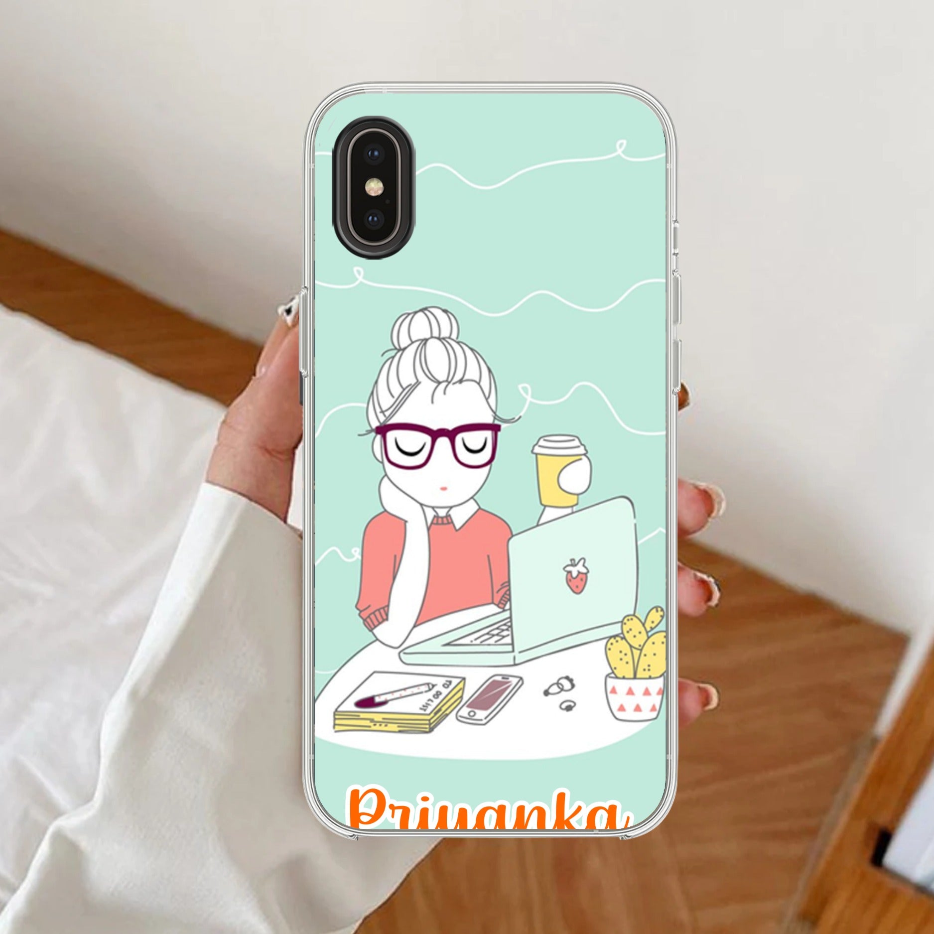 Creator Girl Customize Anti Yellow Clear Case For iPhone Xs Max