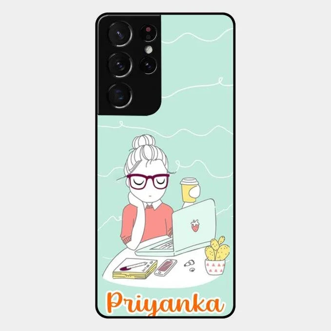 creator-girl-glossy-metal-case-cover-for Samsung Galaxy S21 Ultra
