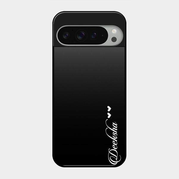Customize Name Gradient Glass Case Cover Black For Google Pixel 9 Pro Xl