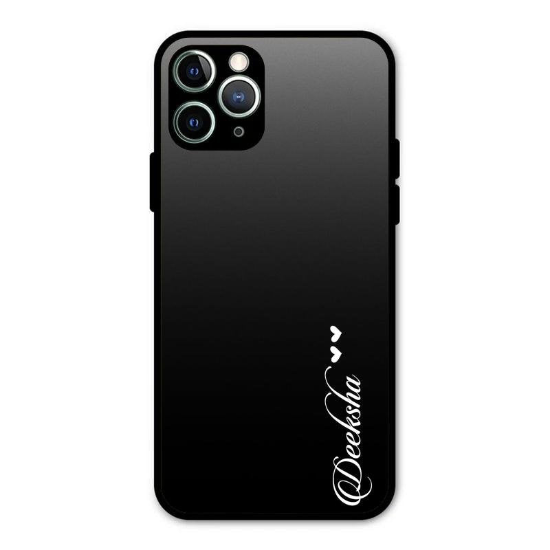 Customize Name Gradient Glass Case Cover Black For iPhone 11 Pro Max