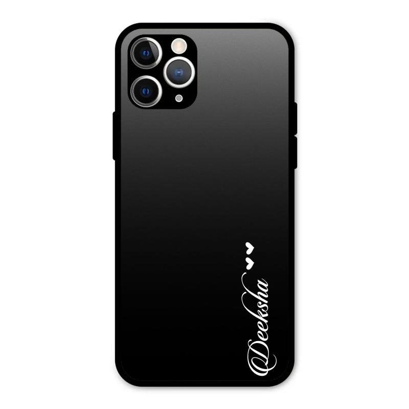 Customize Name Gradient Glass Case Cover Black For iPhone 11 Pro