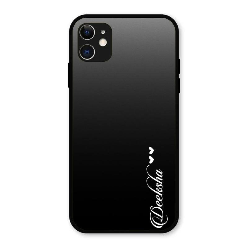 Customize Name Gradient Glass Case Cover Black For iPhone 11