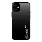 Customize Name Gradient Glass Case Cover Black For iPhone 12 mini