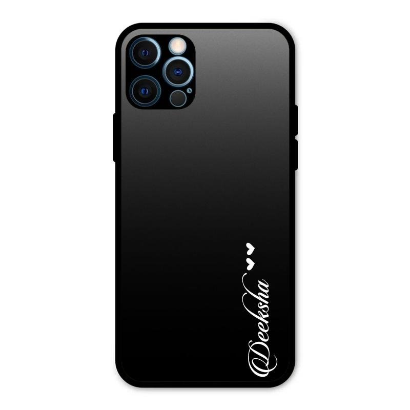 Customize Name Gradient Glass Case Cover Black For iPhone 12 Pro Max