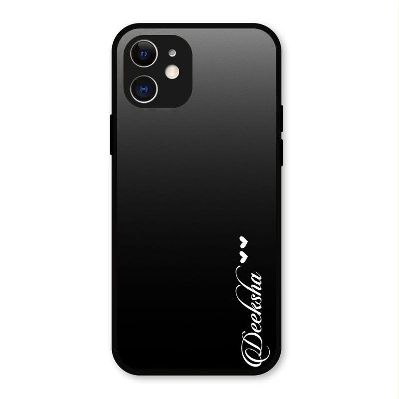 Customize Name Gradient Glass Case Cover Black For iPhone 12