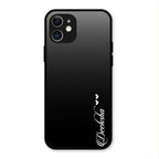 Customize Name Gradient Glass Case Cover Black For iPhone 12