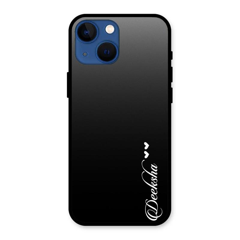 Customize Name Gradient Glass Case Cover Black For iPhone 13 mini