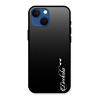 Customize Name Gradient Glass Case Cover Black For iPhone 13 mini