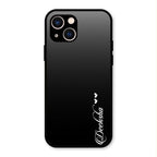 Customize Name Gradient Glass Case Cover Black For iPhone 13
