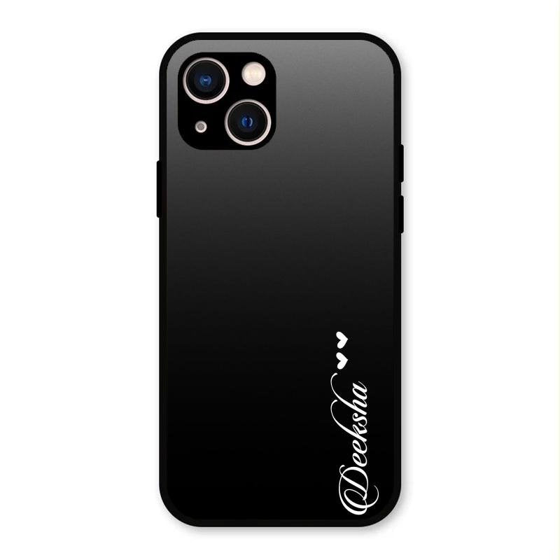 Customize Name Gradient Glass Case Cover Black For iPhone 13