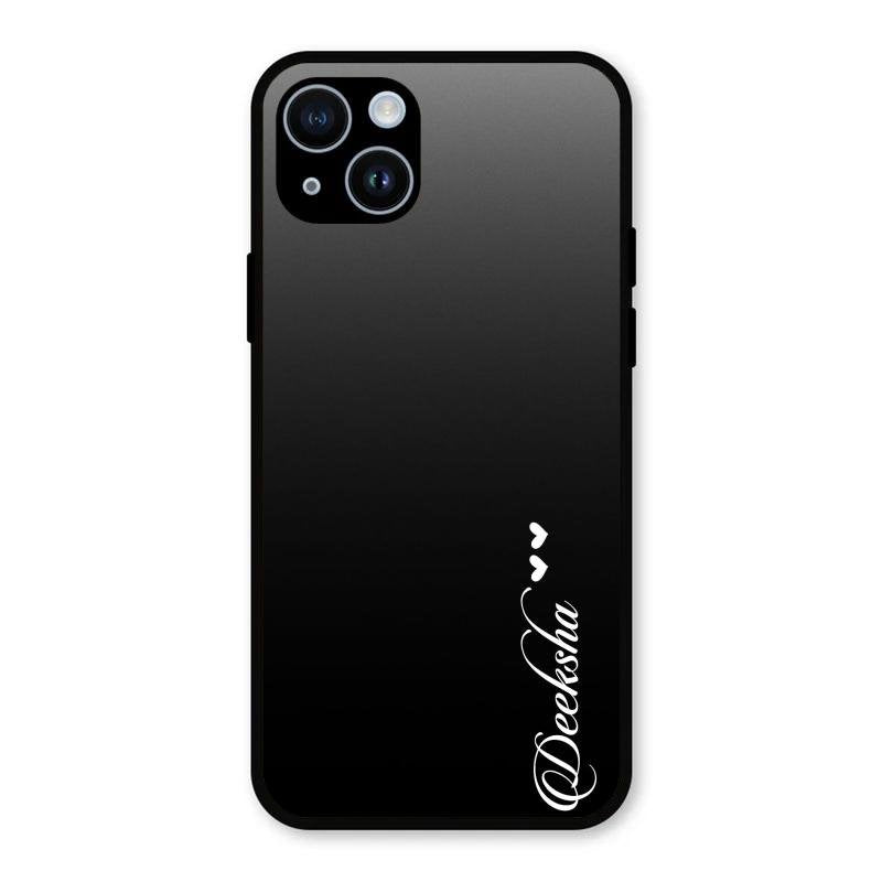 Customize Name Gradient Glass Case Cover Black For iPhone 14 Plus