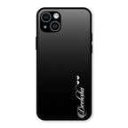 Customize Name Gradient Glass Case Cover Black For iPhone 14 Plus