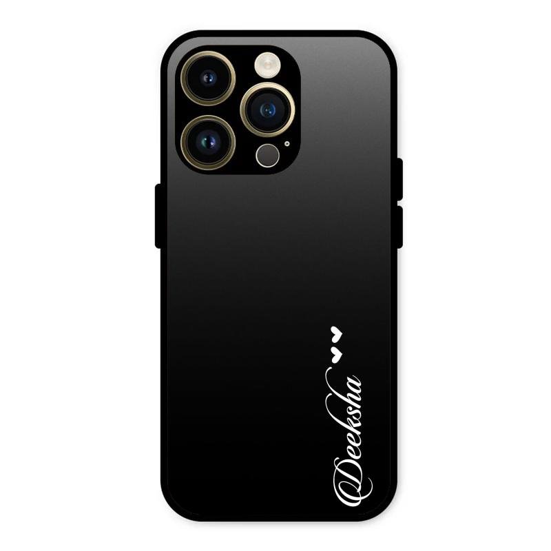 Customize Name Gradient Glass Case Cover Black For iPhone 14 Pro Max
