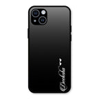 Customize Name Gradient Glass Case Cover Black For iPhone 14