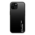 Customize Name Gradient Glass Case Cover Black For iPhone 15 Plus