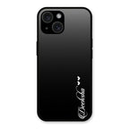 Customize Name Gradient Glass Case Cover Black For iPhone 15 Plus
