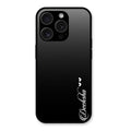 Customize Name Gradient Glass Case Cover Black For iPhone 15 Pro Max