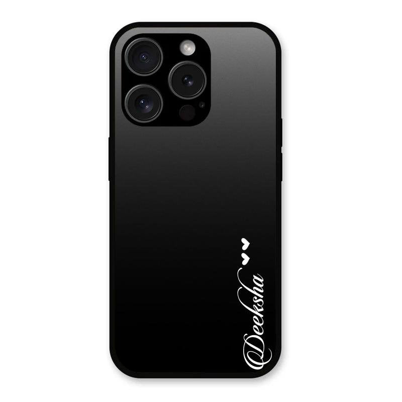 Customize Name Gradient Glass Case Cover Black For iPhone 15 Pro