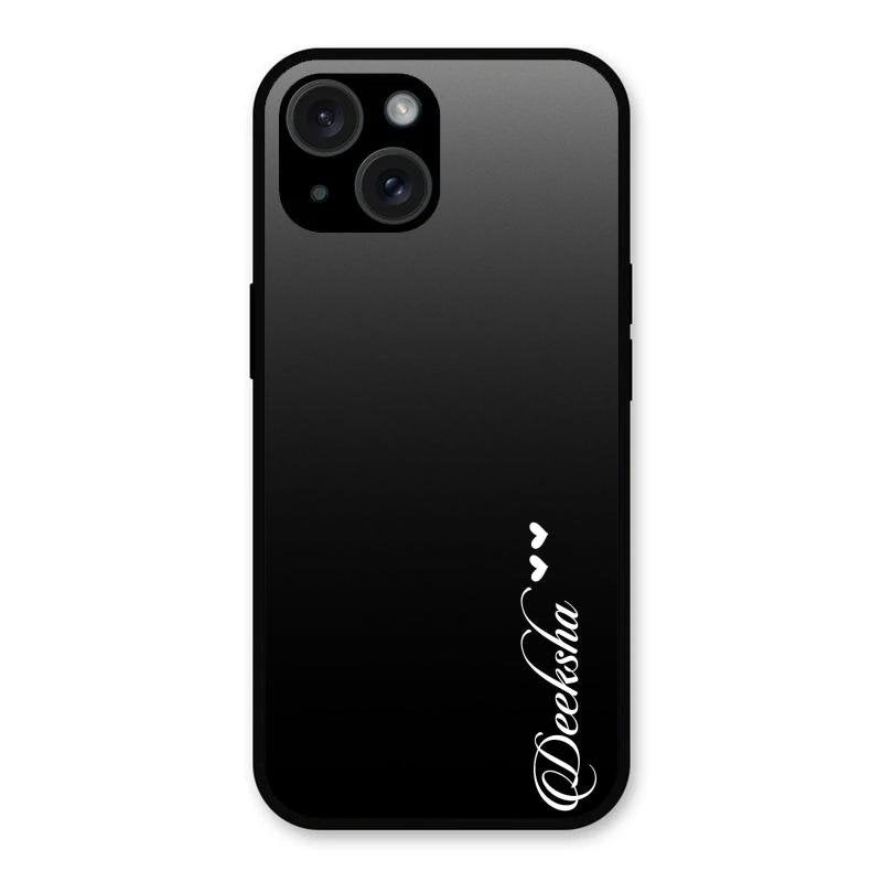 Customize Name Gradient Glass Case Cover Black For iPhone 15