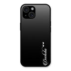 Customize Name Gradient Glass Case Cover Black For iPhone 15