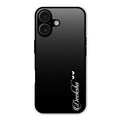 Customize Name Gradient Glass Case Cover Black For iPhone 16 Plus
