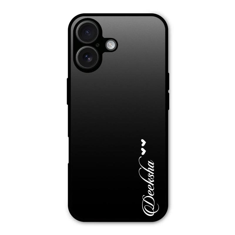 Customize Name Gradient Glass Case Cover Black For iPhone 16 Plus