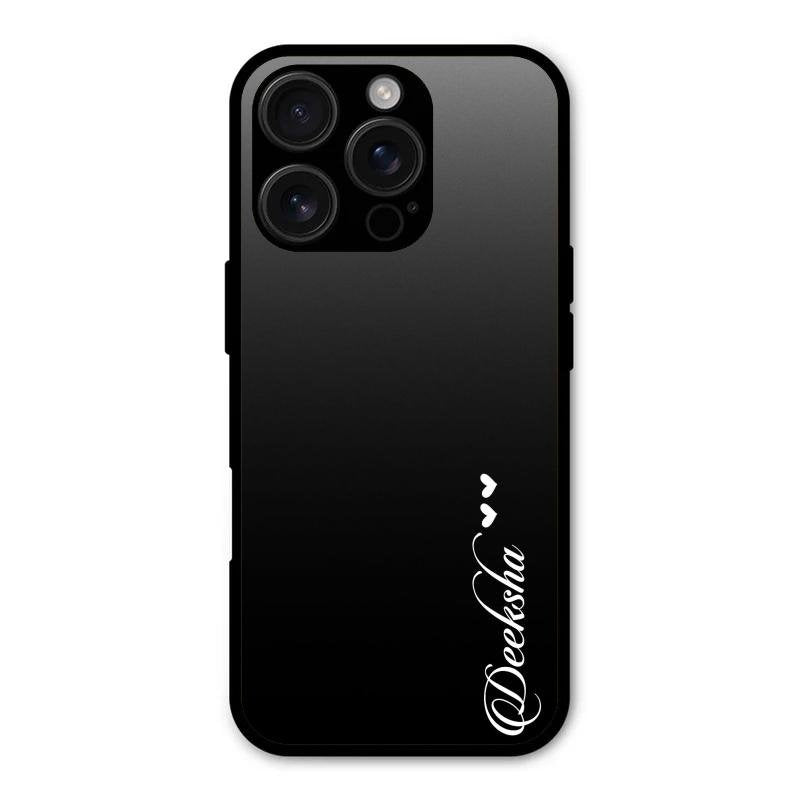 Customize Name Gradient Glass Case Cover Black For iPhone 16 Pro Max