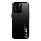 Customize Name Gradient Glass Case Cover Black For iPhone 16 Pro Max