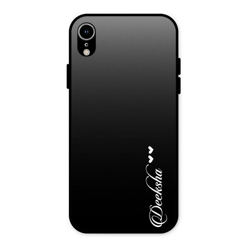 Customize Name Gradient Glass Case Cover Black For iPhone XR