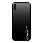 Customize Name Gradient Glass Case Cover Black For iPhone XS Max