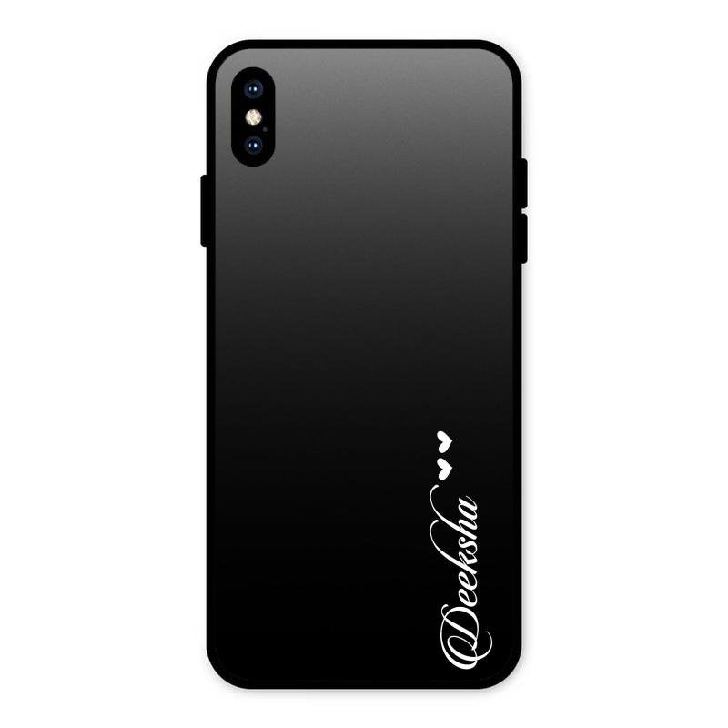 Customize Name Gradient Glass Case Cover Black For iPhone XS Max