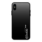 Customize Name Gradient Glass Case Cover Black For iPhone XS